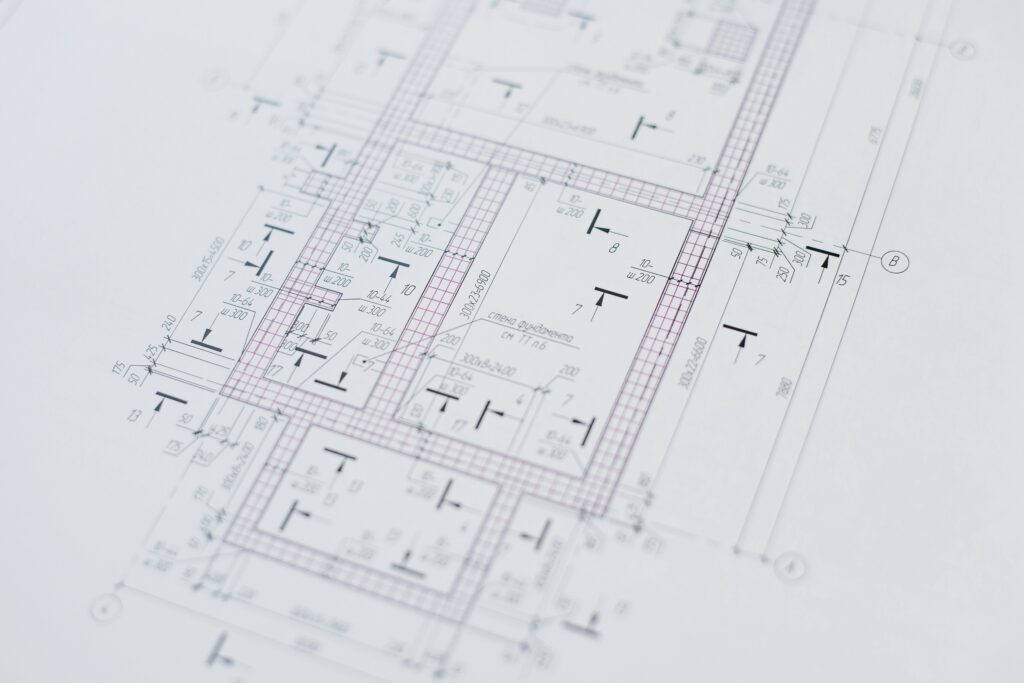 Close-up view of an architectural floor plan showcasing design creativity and layout precision.